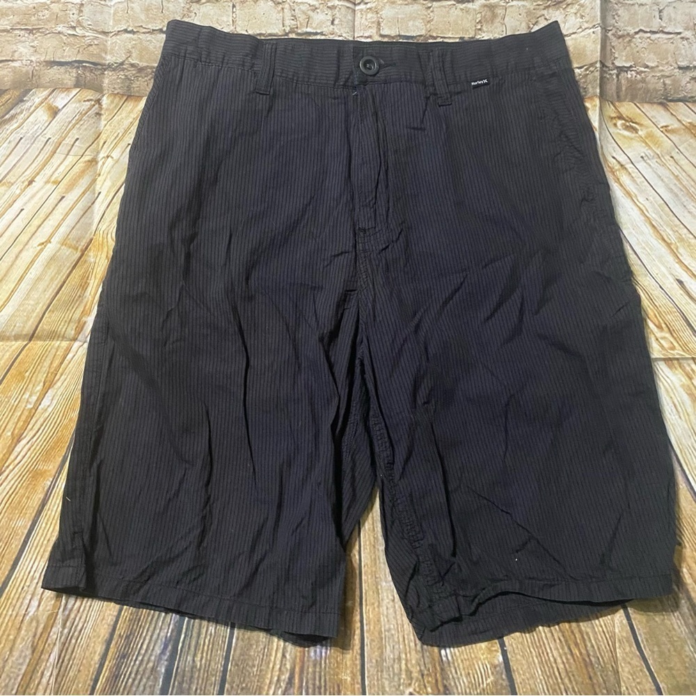 Hurley Black Striped Cotton Chino Thin Shorts